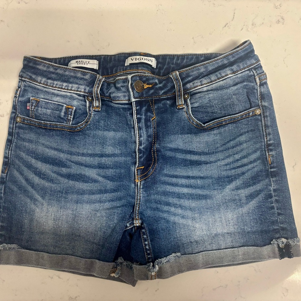 Vigoss Medium Wash Cuffed Denim Shorts